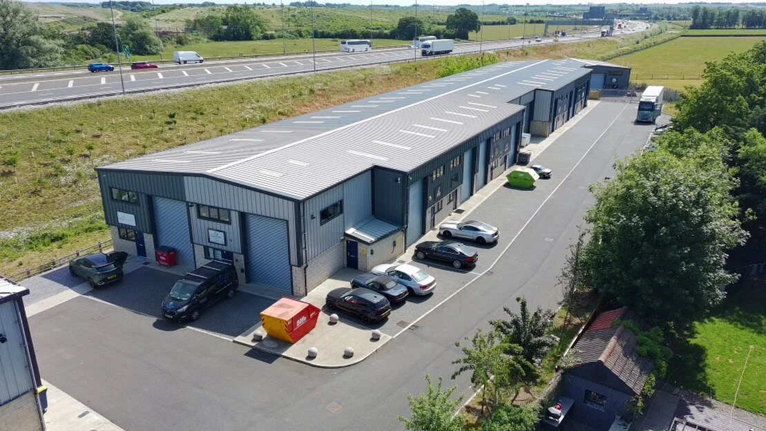 Industrial storage units with parking area